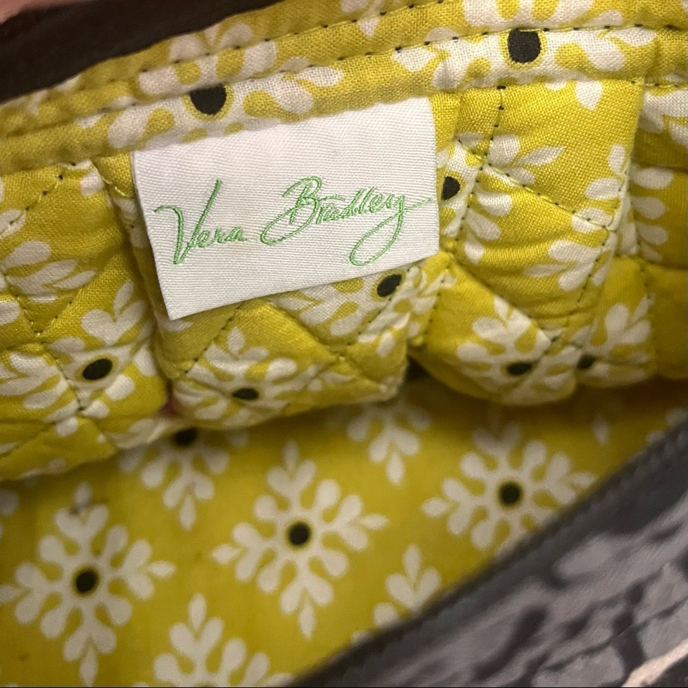 Vera Bradley small purse black gray yellow white 100% cotton zip closure - Picture 10 of 10